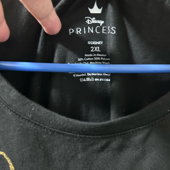 Disney Black Short Sleeve Tee with Red Rose and Gold Text - Picture 3 of 5